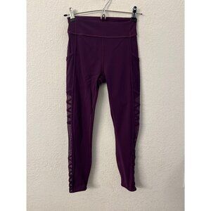 Lululemon wild & free darkest magenta purple yoga mesh leggings women size 2